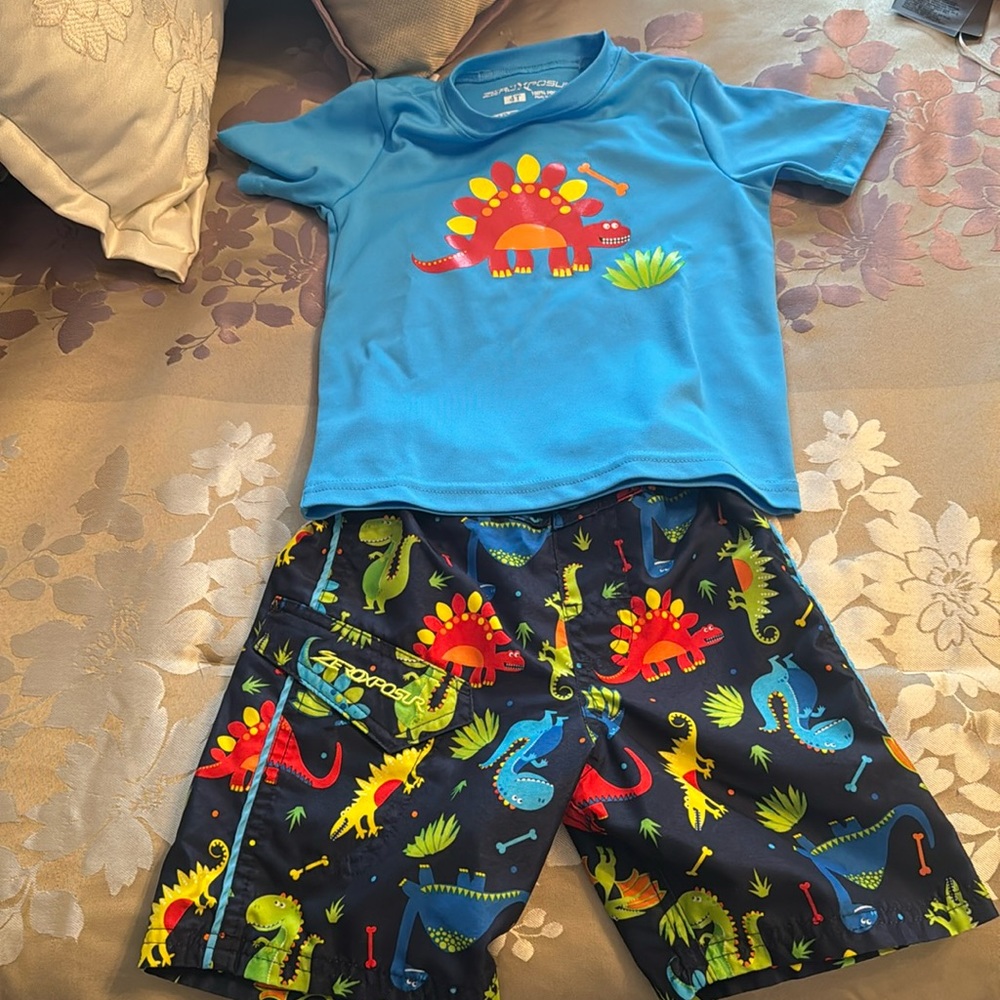 Little Boys Swim Trunks and Rash guard